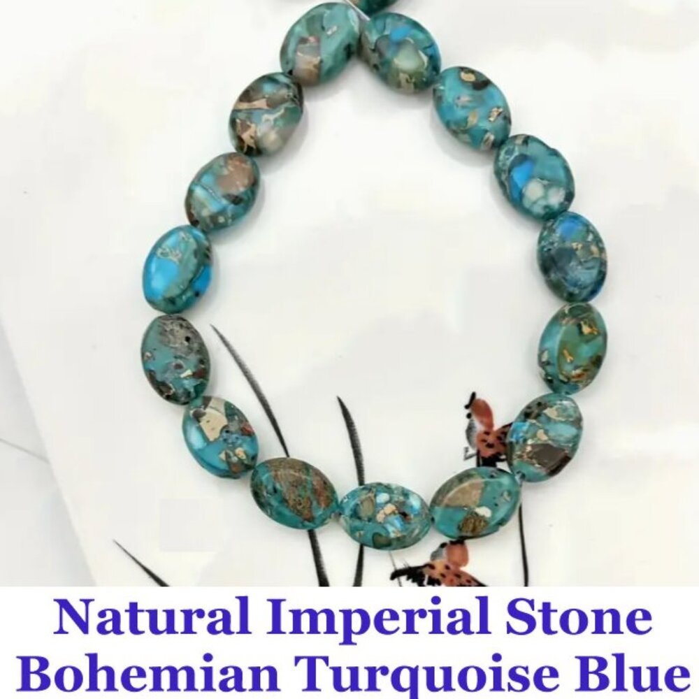 Natural Imperial Stone Bohemian Turquoise Blue  10x14mm